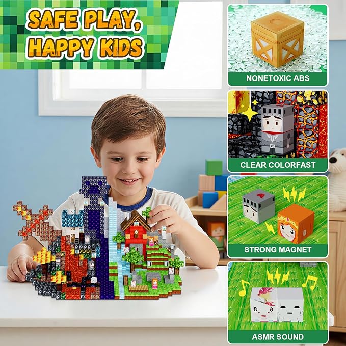 100PCS Magnetic Blocks Building Toys for Kids - 0.8in Magnet Cubes Portal Theme Toddler Toys, STEM Preschool Educational Sensory Construction Set, Birthday Gifts for Boys Girls Age 3-8