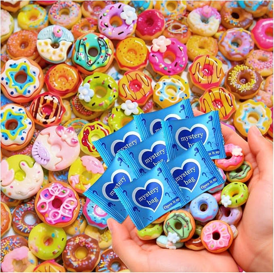Mini Glow In The Dark Animal Resin Models, Resin Animals Mystery Bags, Individually Wrapped Blind Bags Tiny Animal Figurines, Collectible Mini Animals For Fairy Garden, DIY Crafts (100, Doughnut)