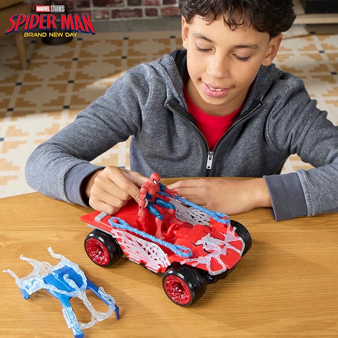 Marvel Studios Spider-Man: Brand New Day ActionVerse Stretch & Blast Buggy, 4.5-Inch Action Figure & Vehicle Toy Set, Super Hero Toys , Ages 4+