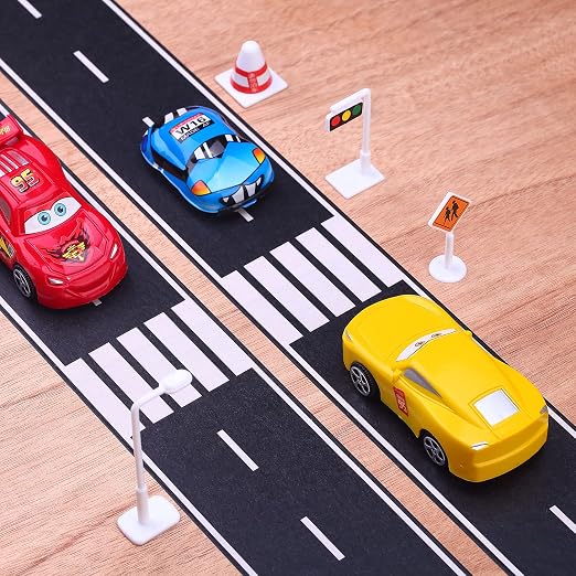 RECER Black Track Tape,Toy Car Tape Track for Kids,Race Cars Decorations for Kids Birthday Party (2 Rolls, 2.4" x 33')