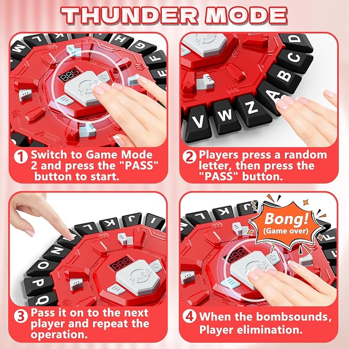 Resflycheng Word Game Family Board Game with Digital Display Timer and 2 Categories Modes Fun Fast-Paced 24-Letter Game for Learning Party Interactive (Red)