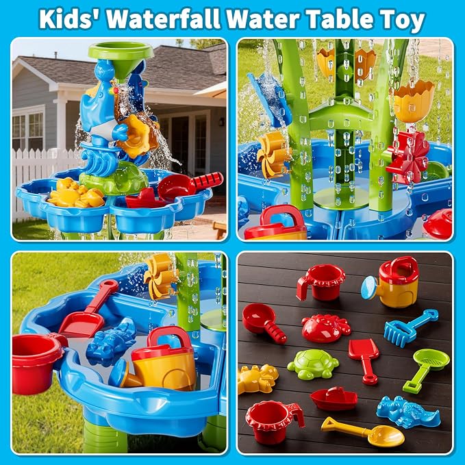 Kids Sand Water Table: Water Table for Toddlers 3-5, Water and Sand Activity Sensory Tables Summer Outdoor Toys Beach Toys for Outside Backyard for Kids Toddlers Age 3 4 5 6 7 8