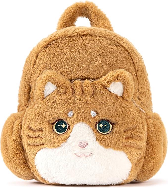 Lazada Adorable Cat Toddler Backpacks - Shaped Plush Backpack for Kids & Cat Lovers, Soft Stuffed Animal Backpack, Perfect for School, Travel & Daily Use 11Inches