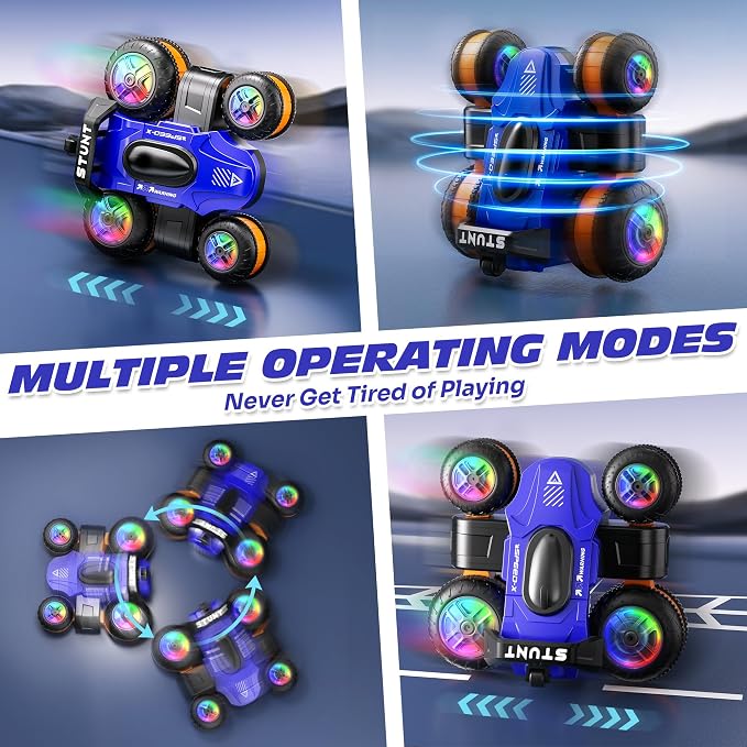 High Speed Remote Control Drift Car for Kids, 360 Degree Rotating Deformation Stunt RC Cars for Boys and Girls Ages 3-16, 4WD Drift RC Stunt Car with Light for Christmas, Birthday, Party Gifts (Blue)
