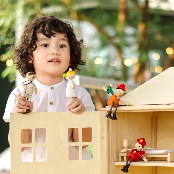 PlanToys® Wooden Rescue Doll | Poseable 1:12 Scale Character Figure for Dollhouse Play, Emergency Scenarios & Social Interaction | Eco Friendly Montessori Pretend Play Figure