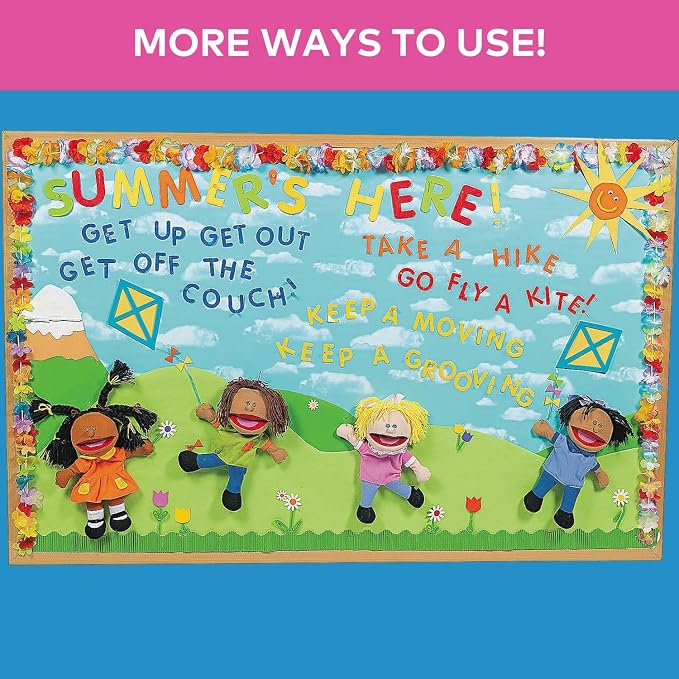 Fun Express Hand Puppets for Kids - 8 Multicultural Plush Puppets with Movable Mouths for Speech Therapy, Social Emotional Learning & Dramatic Play | 14 Inch Educational Toys for Classroom & Home Use