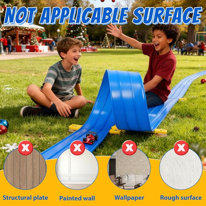 20 Ft Flexible Race Track Toys, 3-Lane Flex Race Car Ramp Track with 6 Race Cars & Suction Cups Rolls Up Portable DIY Race Track Anti Gravity Car Track Set,Kids Racecar Track Toy(Blue)