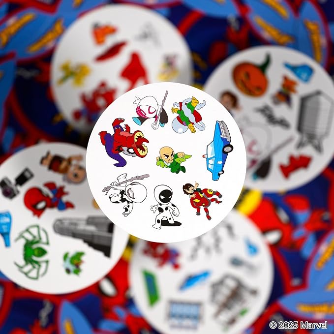 Asmodee Spot It! Spiderman Card Game (Eco-Blister) Fast-Paced Matching Featuring 5 Mini-Games, Travel-Friendly Family Fun for Kids & Adults, Ages 6+, 2-8 Players, 10 Minute Playtime