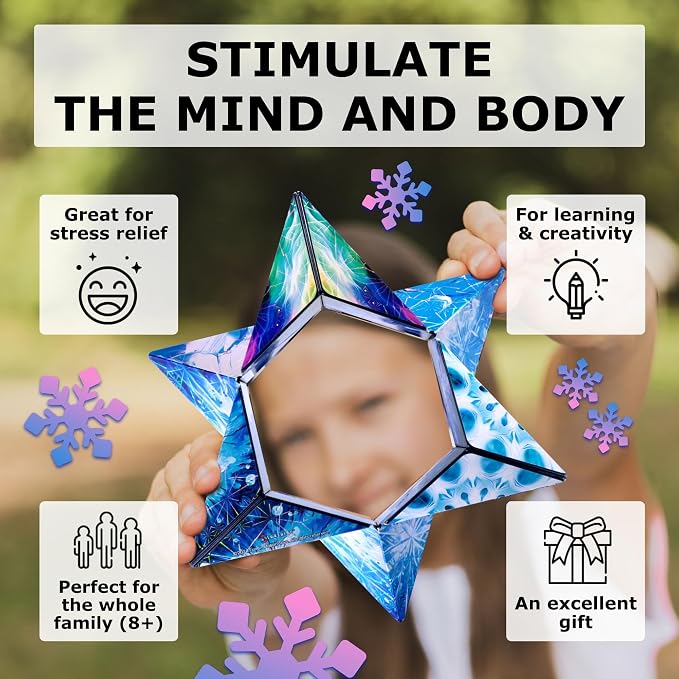 Shashibo Sensory Fidget Toy for Adults & Kids, Stress Relief Fidget Toy for Adults, Teens & Kids, Cool Fidget Toys for Desk, Classroom Must Have, Sensory Shape Shifting Cube, 100+ Possible Shapes
