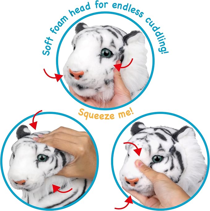 TigerHart Saphed The White Tiger - Squeeze Me! - 17 Inch Stuffed Animal Plush