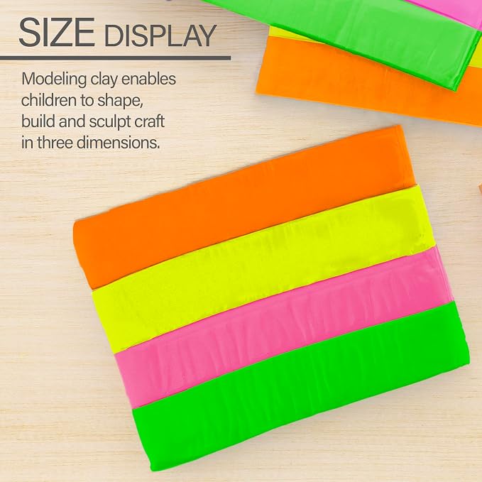 BAZIC Products 1 lb 4 Fluorescent Color Modeling Clay, for School Office Home
