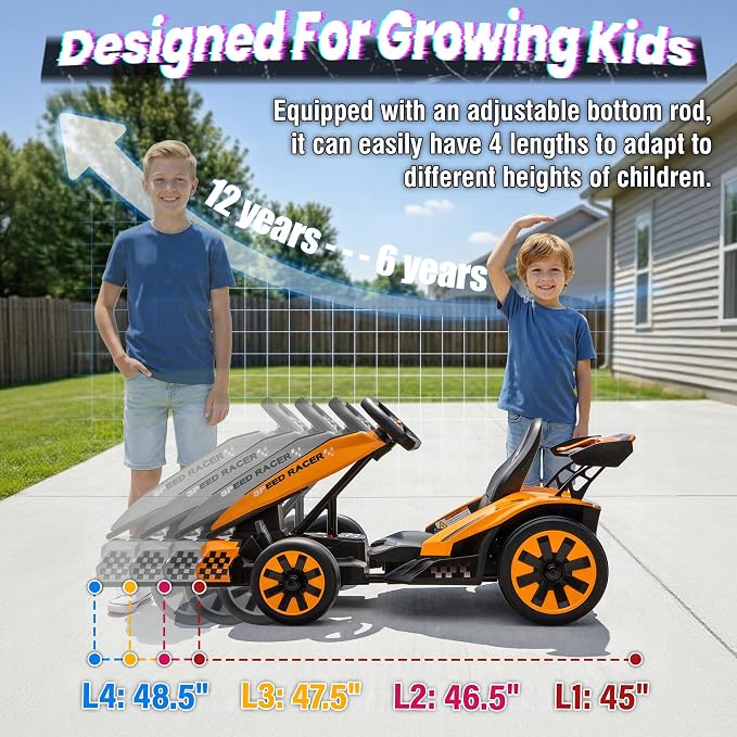 24V Electric Go Kart, Kids Drift Kart with Dual 400W Motors, Length Adjustable Seat, 8.2 MPH Max, 130LBS Max Load, Outdoor Ride on Toy Crazy Kart w/Bluetooth Music, Rainbow Light
