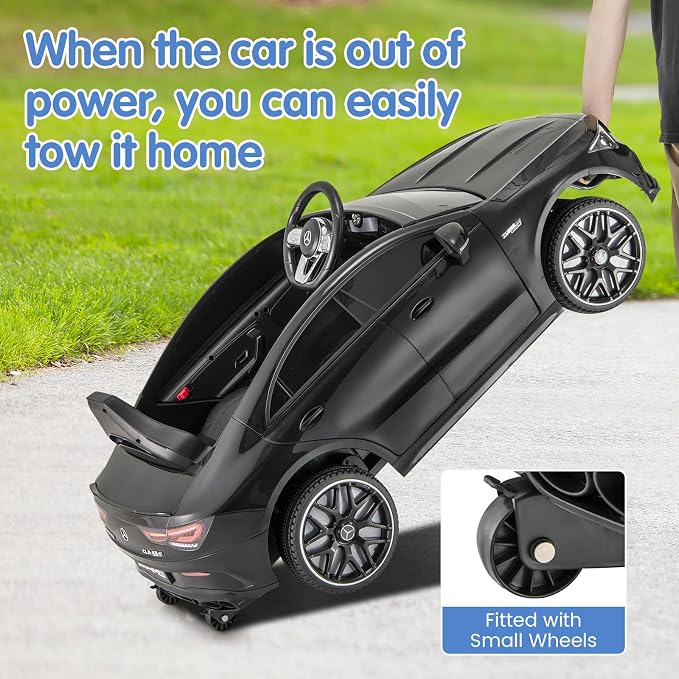 Costzon Ride on Car, 12V Licensed Mercedes-Benz Kids’ Electric Vehicles with Parent Remote, Rocking Function, Music & Horn, LED Headlights & Soft Start, Battery Powered Kids Car Toy for Ages 3+(Black)