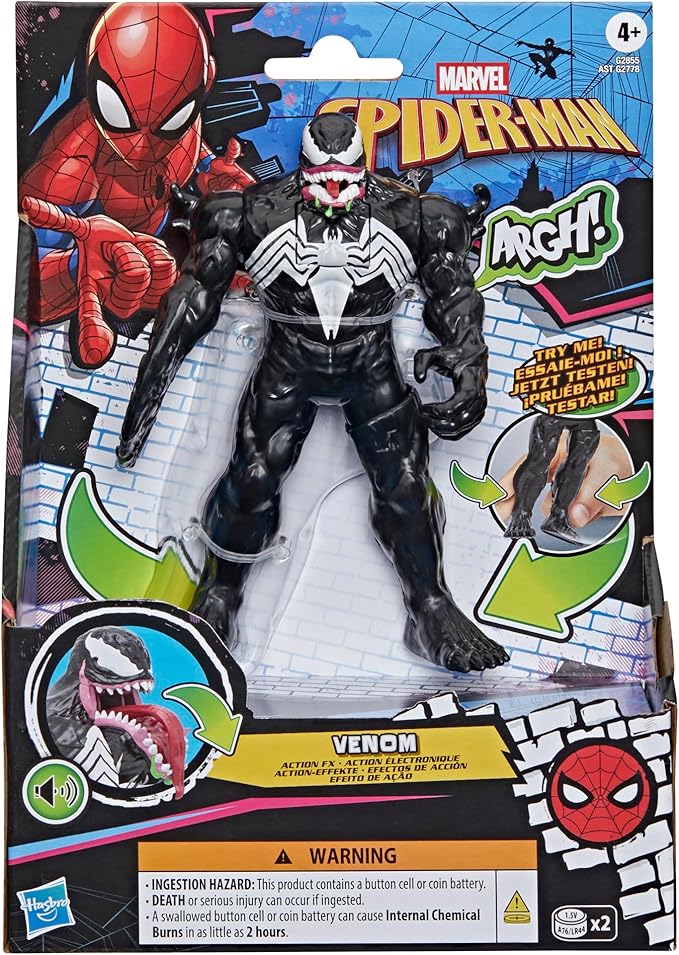SPIDER-MAN Marvel Venom Action FX, 6-Inch (15.2 CM) Electronic Action Figure with Sound Effects, Super Hero Toys for Kids, Ages 4+