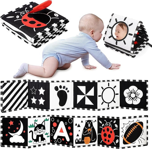 URMYWO Black and White Baby Toy, Tummy Time High Contrast Newborn Toys 0-3 Months, Soft Baby Book, Visual Stimulation Montessori Sensory Infant Toys 0-6-12 Months, Boy Girl Shower Gift