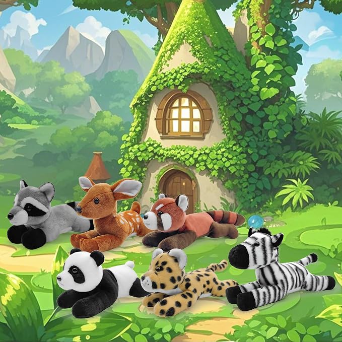 Stuffed Animal for Kids,12 inch Realistic Animal Plush Toy Lying Down Posture Animals,Plush for Boys Girls Adult Birthday Hug Teaching(L-Raccoon)