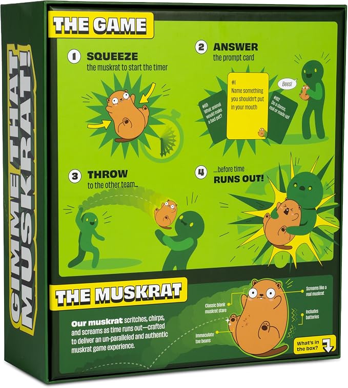 DSS Games Gimme that Muskrat: A Rodent-Tossing Party Game [Hot Potato, Inside or Outside Family Activity, Game Night, Great for Kids, Teens, and Adults Idea | Ages 8 and Up]