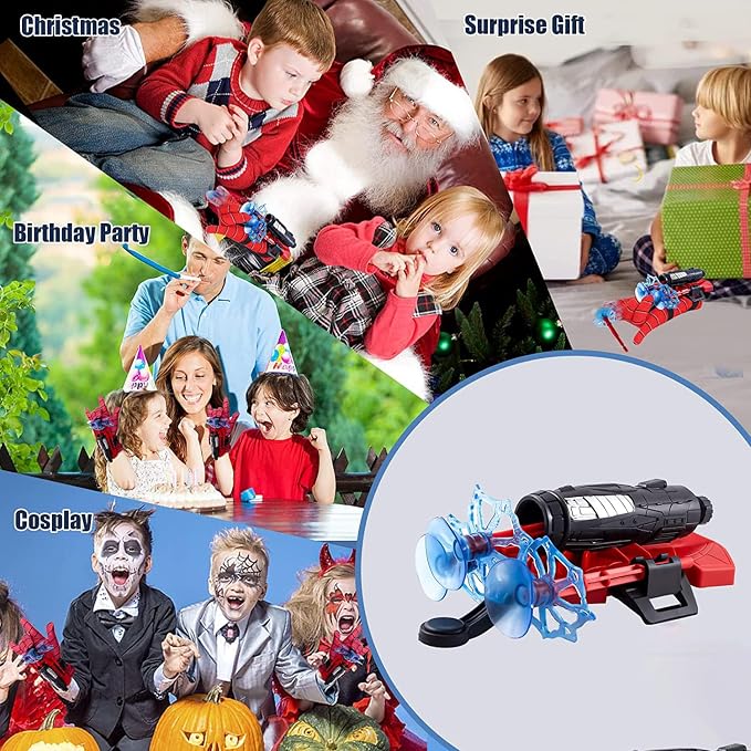 2Pcs Spider Silk Launcher Set for Kids- Can Grab Small Objects,Hero Role-Play Toy,DIY Cosplay Children's Wrist Ejection Launcher,Birthday Christmas for Kids