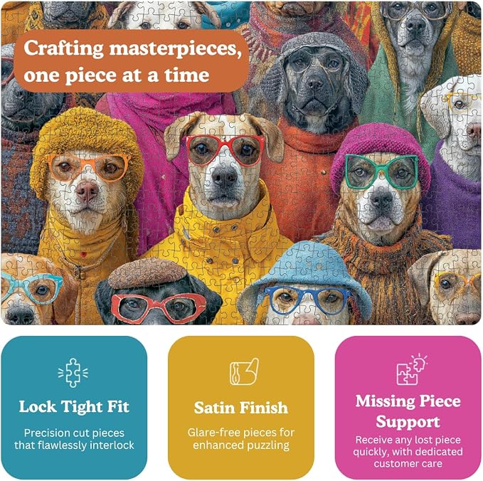 Cross & Glory | 1000 Piece Puzzle for Adults Dogs | Dogtopia | Funny Dog Puzzles for Adults 1000 Pieces | Dressed-Up Dogs Artwork | Satin Finish | Ages 14+