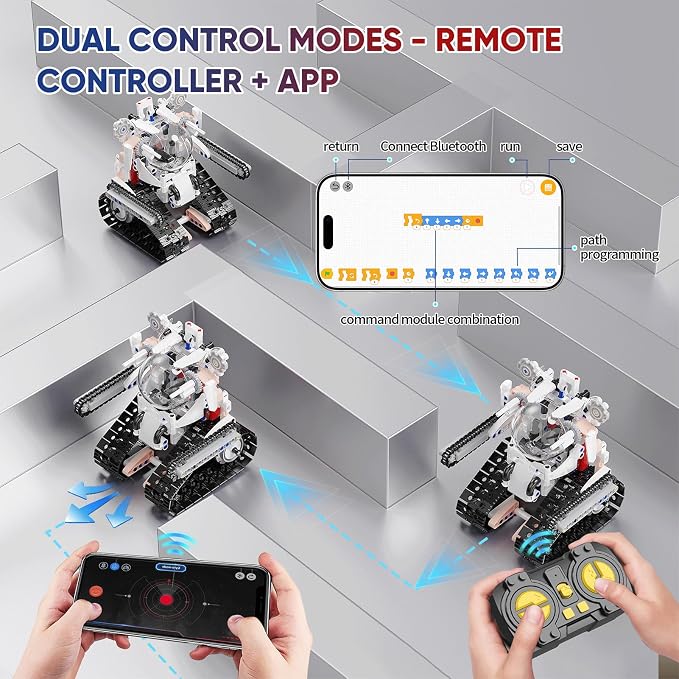 5 in 1 STEM RC Robot Building Kit for Boys, APP & Remote Control Erector Set RC Toys for Kids Blocks 419 Pcs, DIY Build Science Educational Gift for Age 6 7 8 9 10 11 12+ Boys & Girls