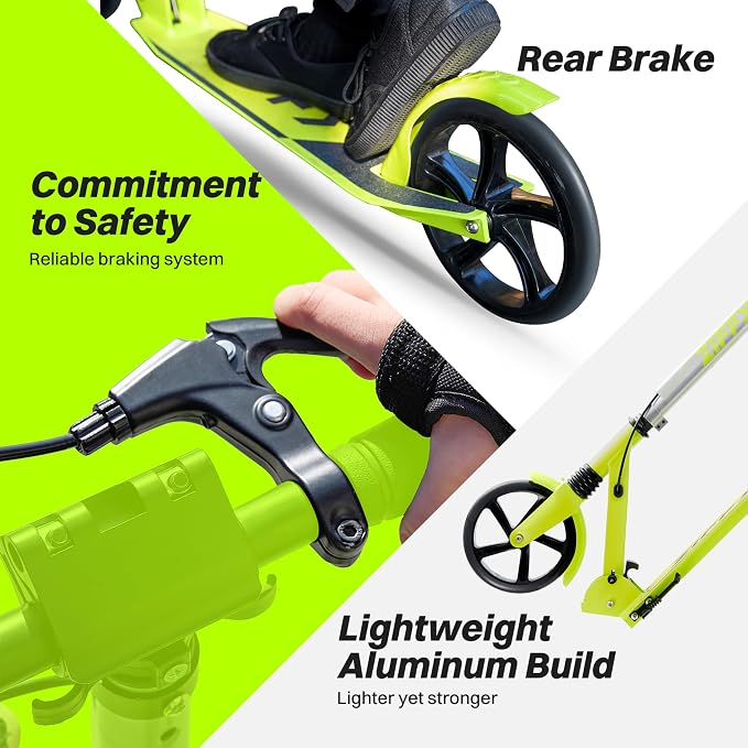 JOVA ZIFFY Scooter for Kids with Hand Brake, Foldable Kick Scooter for Ages 6-12, Lightweight Scooter for Boys with 4 Adjustable Heights, ABEC9 Bearings, Supports Up to 220 lbs