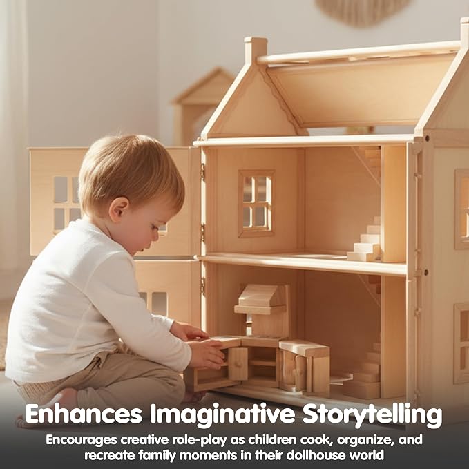 PlanToys® Kitchen Classic Set for Montessori Inspired Role Play | Pretend Cooking, Social Interaction and Practical Life Exploration | Eco Friendly Wooden Kitchen for Imaginative Learning