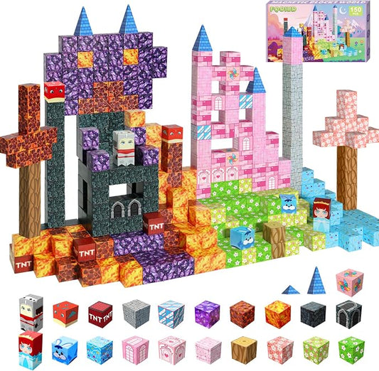 Magnetic Building Blocks 150PCS, STEM Toys Educational Magnet Cubes, Learning Sensory Toys for Kids Ages 3-15, Birthday Gifts for Boys & Girls