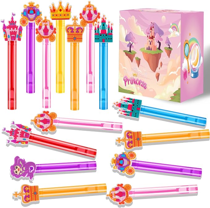 24PCS Princess Bubble Wands Toys for Kids, Princess Birthday Party Favors Supplies Decorations, Classroom Prizes, Pinata Fillers, Goodie Bag Stuffers Gifts