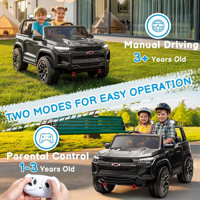 Winado 24V Licensed Colorado Electric Car for Kids, Ride on Toys for Toddlers with Remote Control, 2 Seater Electric Car Ride On Vehicle w/Bluetooth, Soft Start, LED Lights - Black