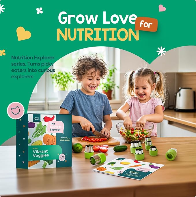 Baketivity Vibrant Veggies Box – Kids Nutrition Kit, STEM Science Kit for Kids, Preschool Learning Activities, Homeschool Supplies, Hands-On Kids Activities, Birthday Gifts for Kids