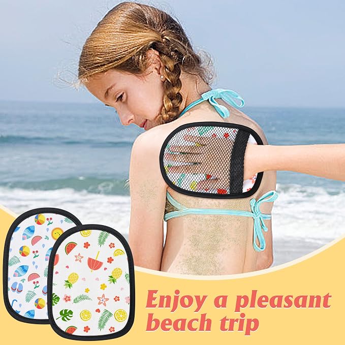 codree 2 Pcs Sand Wipe Off Mitts, Beach Theme Sand Remover for Beach, Beach Sand Remover Cleaner Mitts Bag, Beaches Travel Mitt for Outdoor Activities Volleyball Sandboxes