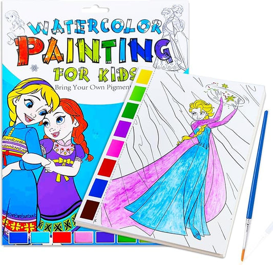 Watercolor Coloring Book for Kids, Paint with Water- Magic Paint Set Water Painting Book for Toddlers- Arts and Crafts Kit for Girls Boys Travel Activities -Stocking Stuffers for Kids