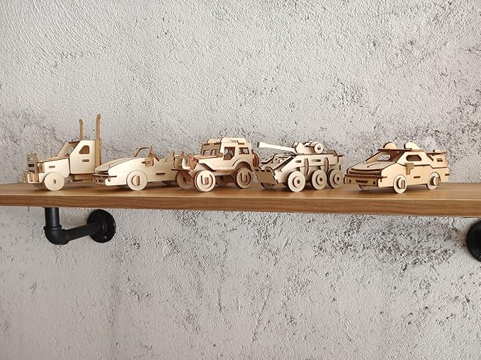 3D Wooden Puzzle - 6 Piece Set Wooden Car Brain Teaser Puzzle - DIY Assembly Car Building Model Kits - Wood STEM Gifts for for Adults & Teens Birthday Gifts Christmas