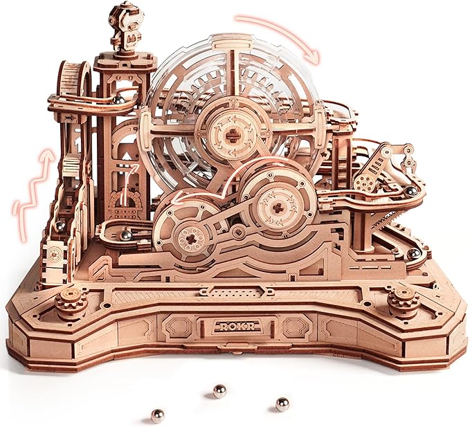 ROKR 3D Wooden Puzzle for Adults, Wooden Marble Run Set, Model Building Kits, Christmas Birthday Gifts for Teens and Adults, DIY Gear Ball Challenge