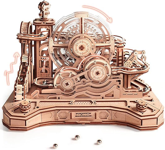 ROKR 3D Wooden Puzzle for Adults, Wooden Marble Run Set, Model Building Kits, Christmas Birthday Gifts for Teens and Adults, DIY Gear Ball Challenge