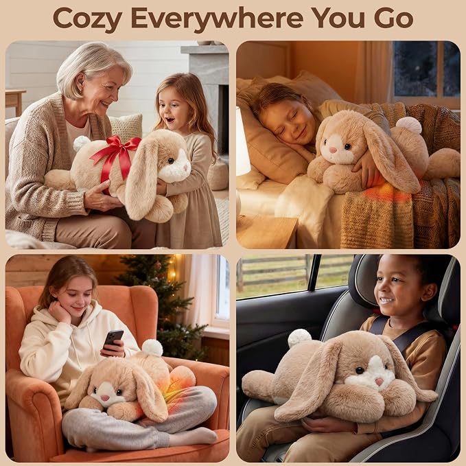 Mewaii Weighted Stuffed Animals for Adults & Kids, 2-5 lbs - 23" Heatable Coolable Bunny Plush, Microwavable Adjustable Removable Inner Pad, Realistic Hug Comfort Easter Gift (Cream White)
