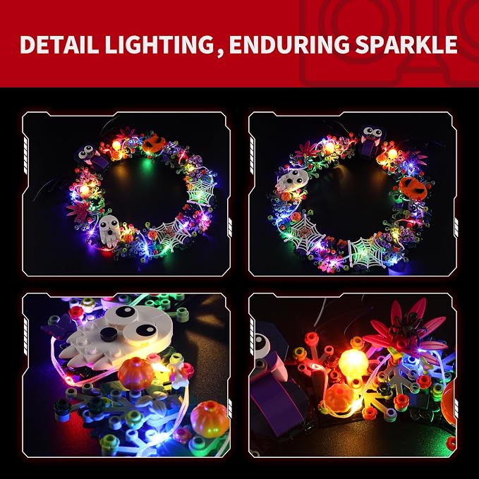 BRIKSMAX Light Kit Compatible with Lego Halloween Wreath 40825 | USB Powered LED Lighting for Lego Collectors, Display Room, Adults Gift (Model Not Included)