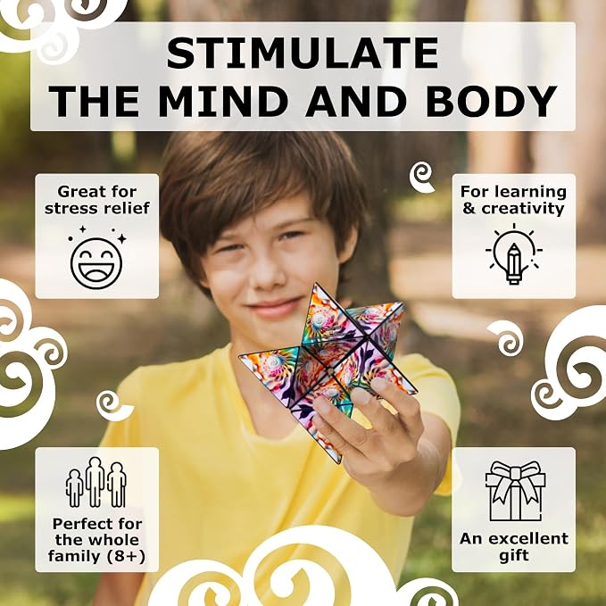 Shashibo Sensory Fidget Toy for Adults & Kids, Stress Relief Fidget Toy for Adults, Teens & Kids, Cool Fidget Toys for Desk, Classroom Must Have, Sensory Shape Shifting Cube, 100+ Possible Shapes