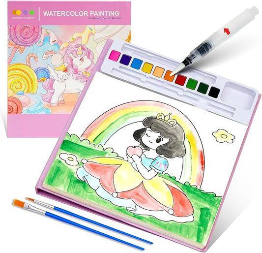 Paint with Water Coloring Books for Toddlers Craft, Mess Free Watercolor Painting Set for Kids Ages 3 4 5 6 7 8, DIY Painting Arts Crafts Drawing Activities Book Toy Present for Girls & Boys - Unicorn