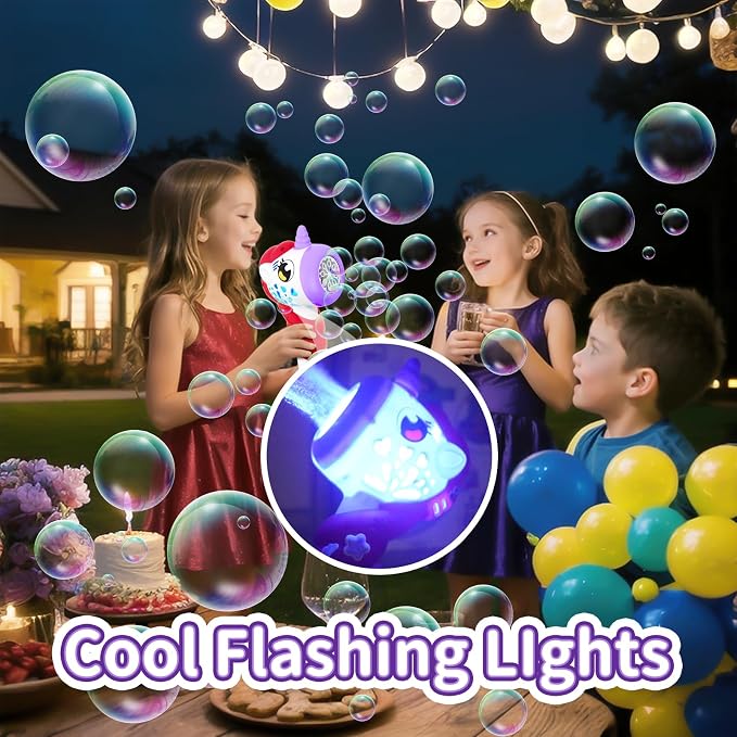 Bubble Machine Wand for Toddler Girls Toy, Automatic Bubble Machine Maker Blower Toys with Light, Outdoor Mower Party Toys for 3 4 5 Year Old Girl Easter Birthday Gifts Include Bubble Solution