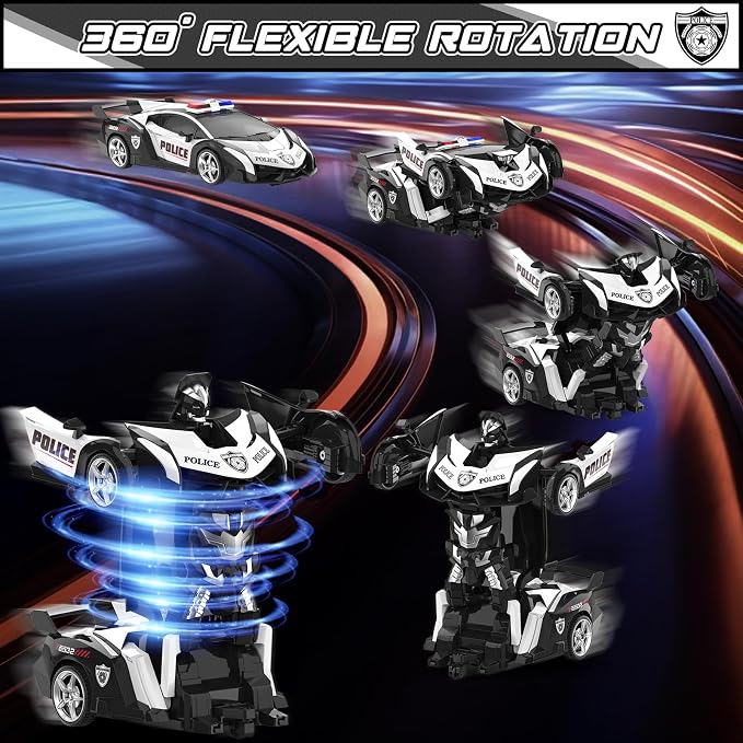 BLUEJAY Transform Rc Cars for Boys 4-7 8-12, 2.4Ghz Remote Control Car 1:18 Scale Transforming Robot, One-Button Deformation 360° Rotation Car Toy Gifts for Boys 3-5