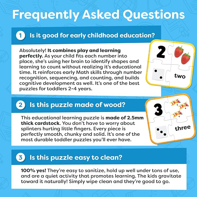 Number Puzzle Kindergarten Math Games - Number Matching Puzzle - 20 Sets Learning Numbers Puzzles - Counting Toys for Toddlers Kids Ages 3-5 - Educational Toys Preschool Learning Activities