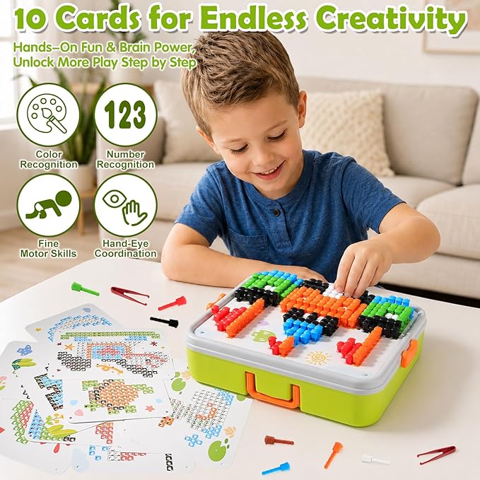Toddler Puzzles Games for Kids 3-5, STEM Toys 3D Mushroom Nail Puzzle 460 Pieces Building Peg Kit DIY Creative Brain Teaser Puzzle Birthday Gifts for Boys Girls 3 4 5 6 7 8 Year Old