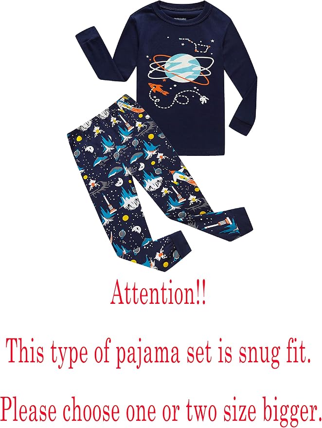 Family Feeling Kids & Toddler Boys Pajamas 2 Piece Pjs Set 100% Cotton Sleepwear
