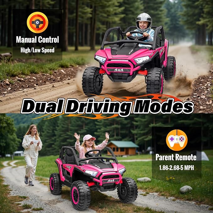 24V Ride on Car, 2 Seater XL 4X4 Off-Road UTV w/RMP2000W Powerful Motors, Remote Control, Bluetooth Music, LED Lights, 24 Volt Ride on Toys for Big Kids, R-Red