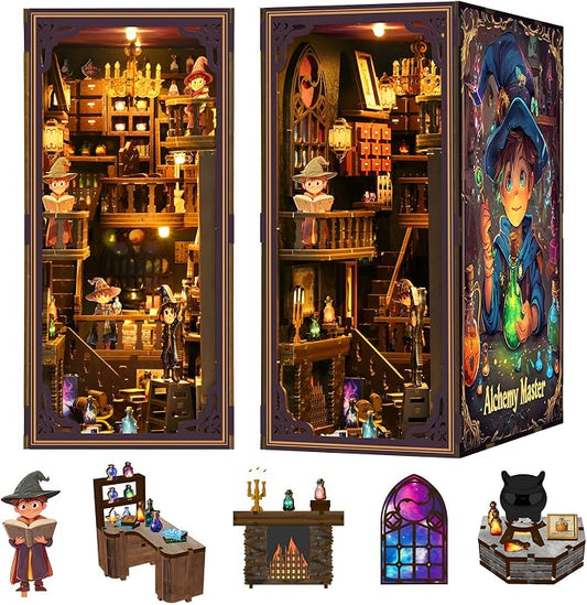 Book Nook Kit-DIY Miniature Dollhouse Booknook Kit, 3D Wooden Puzzle Bookend Bookshelf with LED Light for Adults, Teens 14+, Gifts for Family, Friends(Little Prince of Magic)
