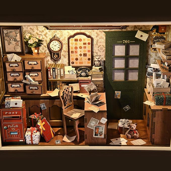 Book Nook Kit-3D Wooden Puzzle with LED Touch Control & Wall-Mountable Frame,DIY Miniature House for Beginners,Bookshelf/Tabletop/Wall Decor for Craft Lovers,Dollhouse Gift,Mail Gift Cottage