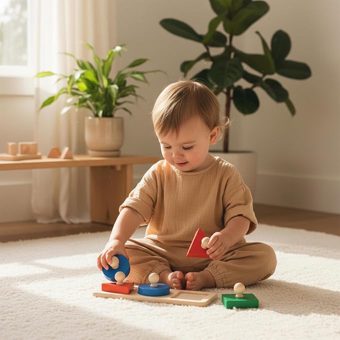 PlanToys® Shape Matching Puzzle Wooden Sorting & Logic Toy for Kids Ages 3+ | Montessori Educational Game for Fine Motor Skills & Spatial Reasoning | Eco-Friendly Learning Toy