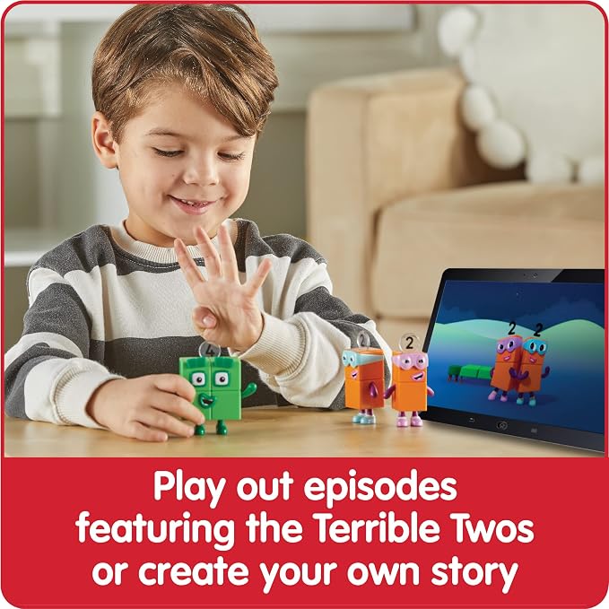 hand2mind Numberblock Four and the Terrible Twos, Cartoon Action Figure Set, Toy Figures, Play Figure Playsets, Small Figurines for Kids, Number Toys, Math Toys for Kids 3-5, Birthday Gifts for Kids