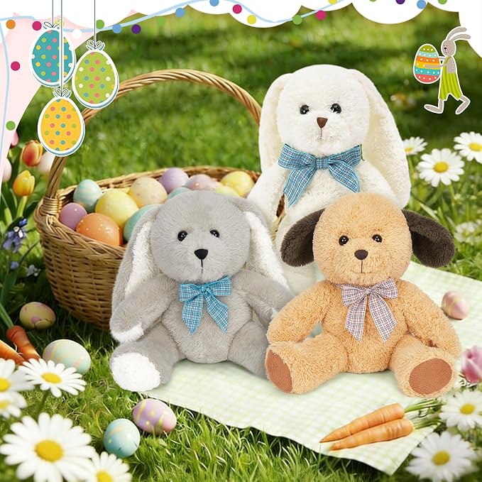 MaoGoLan 13 inch Stuffed Animals Bulk for Mother's Day, 8 Pack Assorted Animals Plush Toy Set with Teddy Bear, Dog, Cat, Panda, Monkey & Easter Bunnies for Girls Party Favors